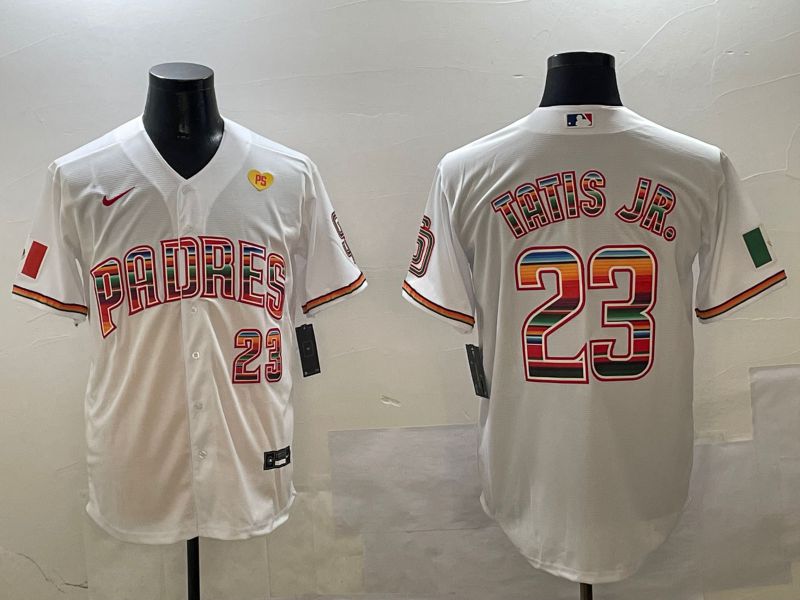 Men San Diego Padres 23 Tatis jr White Fashion Game 2025 Nike MLB Jersey style 4